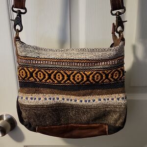 Myra ohemian Patterned Shoulder Bag - Brown and Black